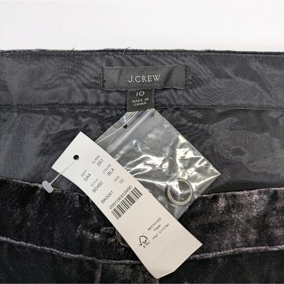 NEW J. Crew Puff Sleeve Black Velvet Midi Dress Button Front Womens 10 BD492 - Picture 9 of 15